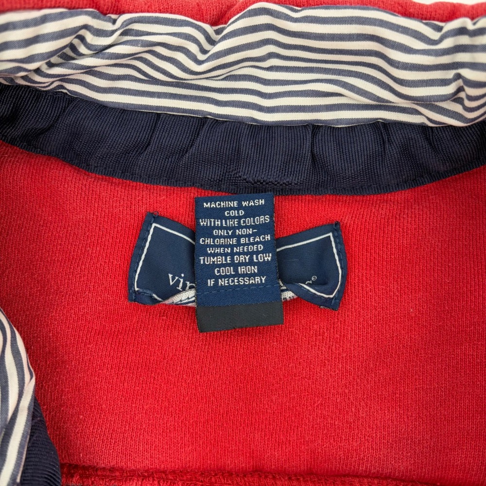 Vineyard Vines Mens Quarter Zip Pullover Red Navy Blue 1K0409 Sweatshirt - Picture 9 of 12